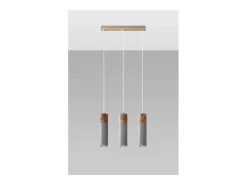 Sollux Lighting Zane Bar Lámpara de Techo Colgante Gris Hormigón, Madera Natural, 45cm