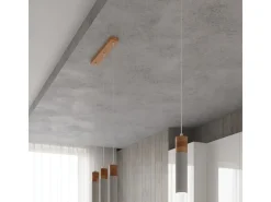 Sollux Lighting Zane Bar Lámpara de Techo Colgante Gris Hormigón, Madera Natural, 30cm