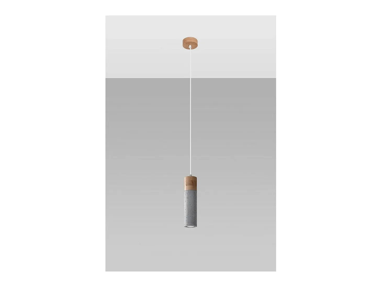 Sollux Lighting Zane Lámpara de Techo Suspendida Slim Gris Cemento, Madera Natural