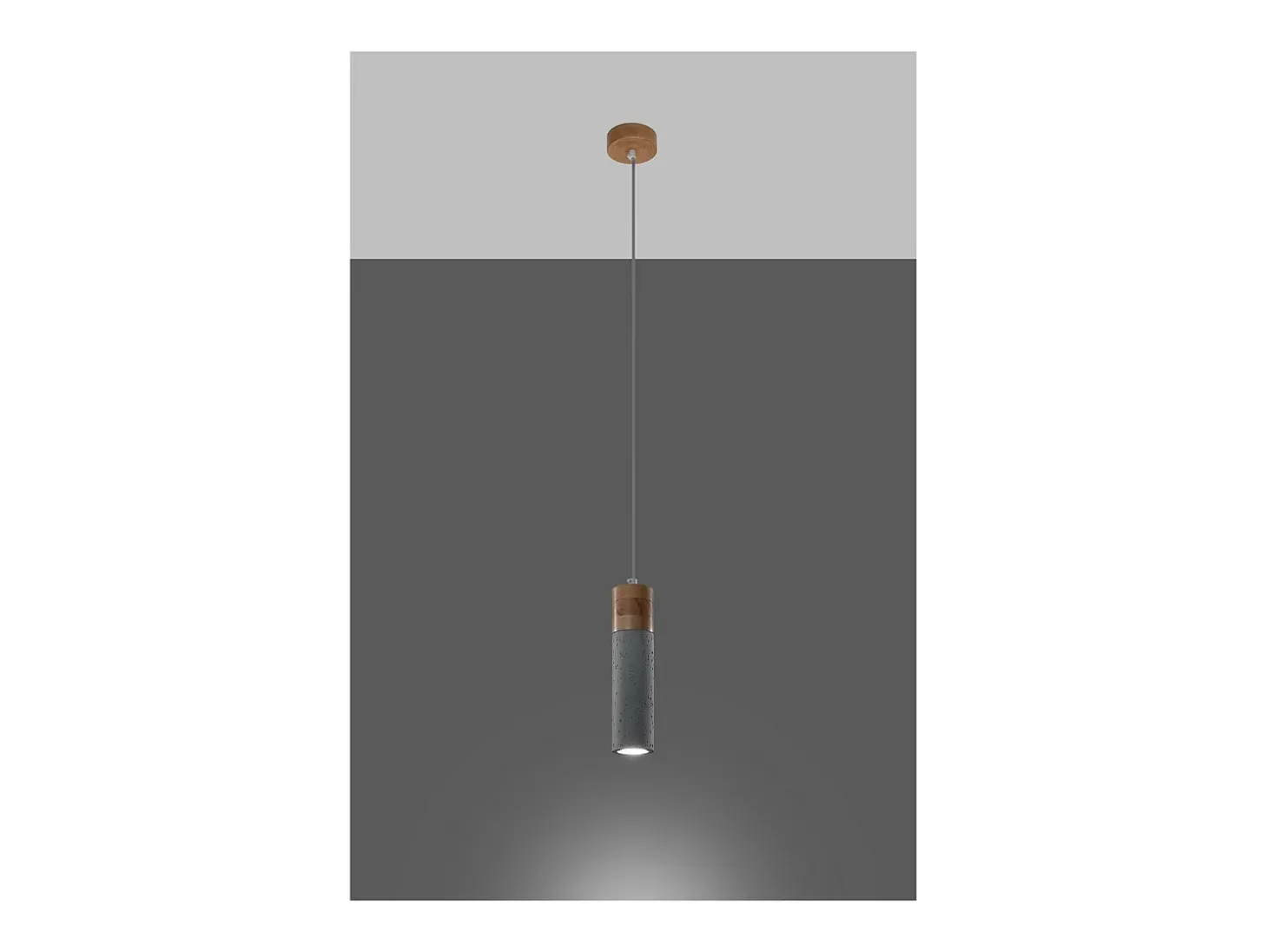 Sollux Lighting Zane Lámpara de Techo Suspendida Slim Gris Cemento, Madera Natural
