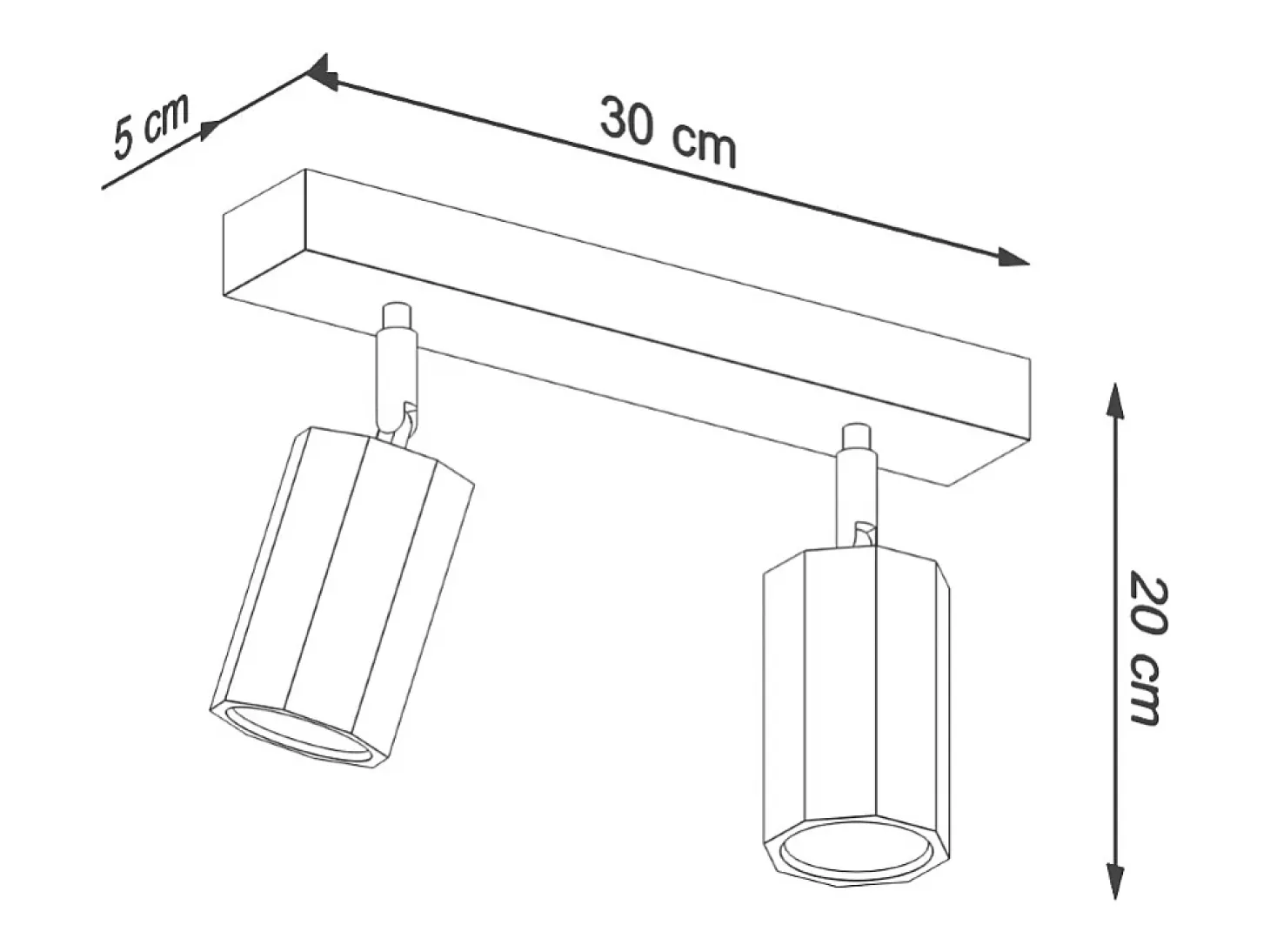 Sollux Lighting Zeke Foco de Techo Twin Octagon Roble Madera, 2x GU10