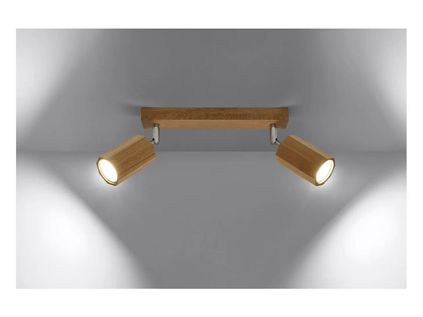 Sollux Lighting Zeke Foco de Techo Twin Octagon Roble Madera, 2x GU10