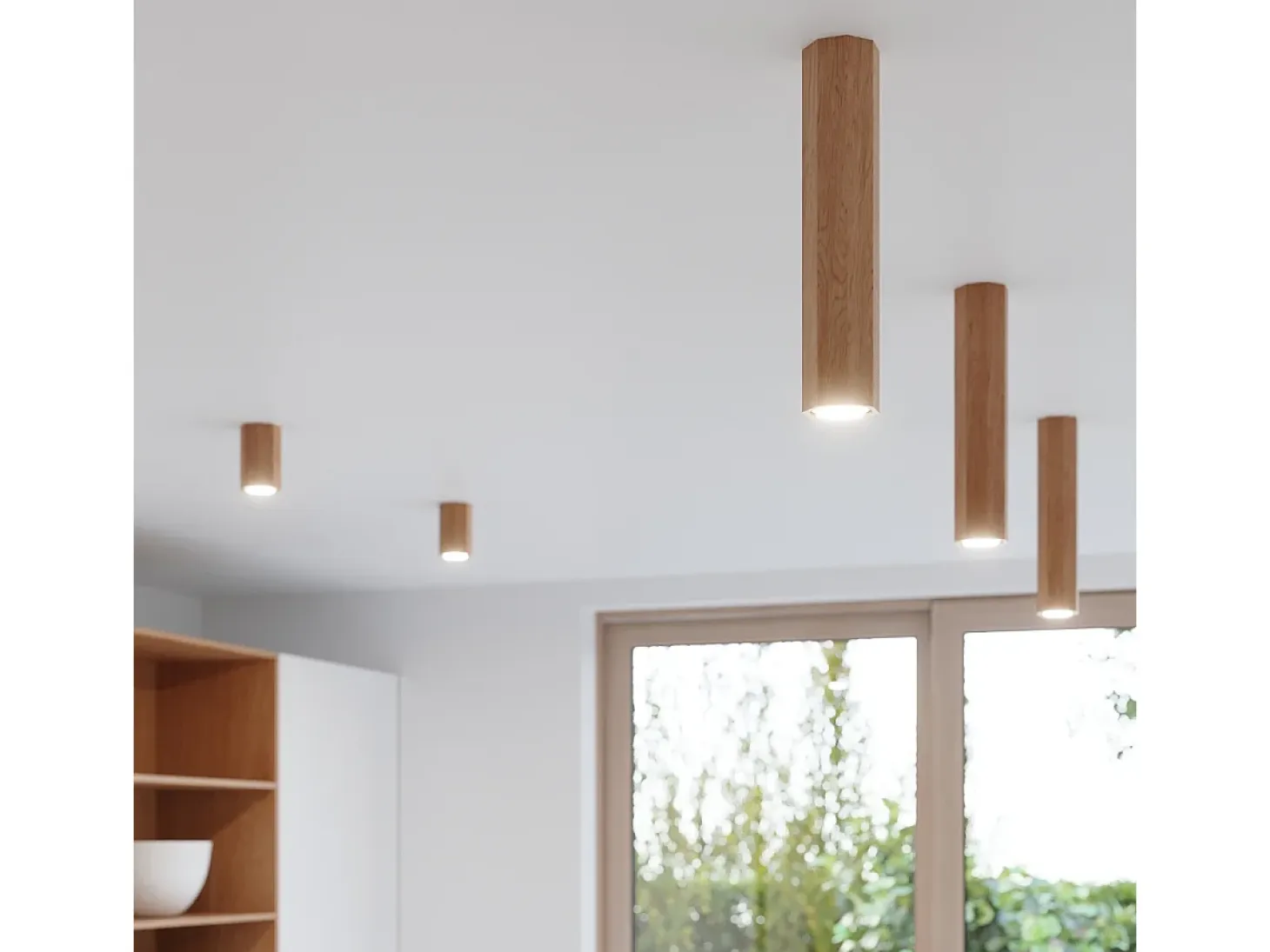Sollux Lighting Zeke Foco empotrable octogonal de madera de roble, 30cm