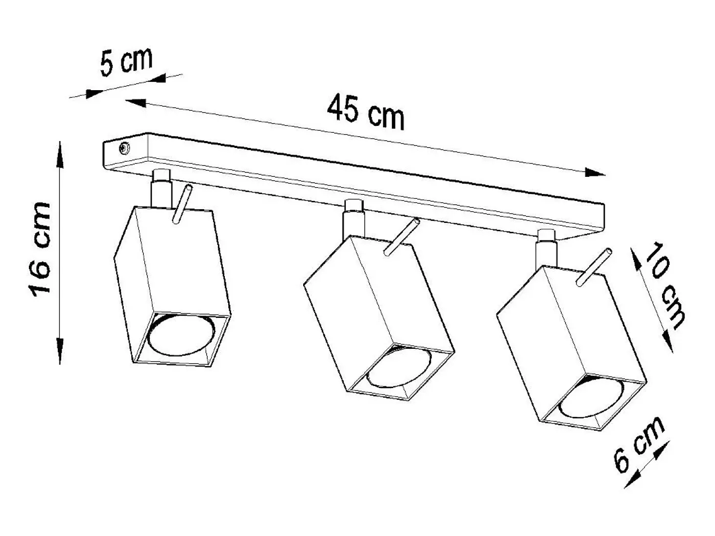 Sollux MERIDA - Barra de 3 focos de luz Negro, GU10