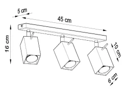 Sollux MERIDA - Barra de 3 focos de luz gris, GU10