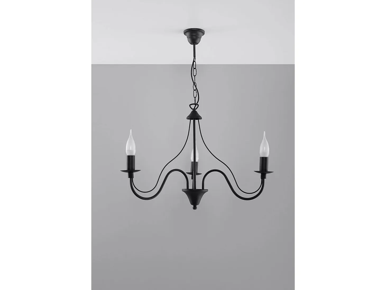 Sollux MINERWA - Lámpara de araña de tres brazos con 3 luces Negro, E14
