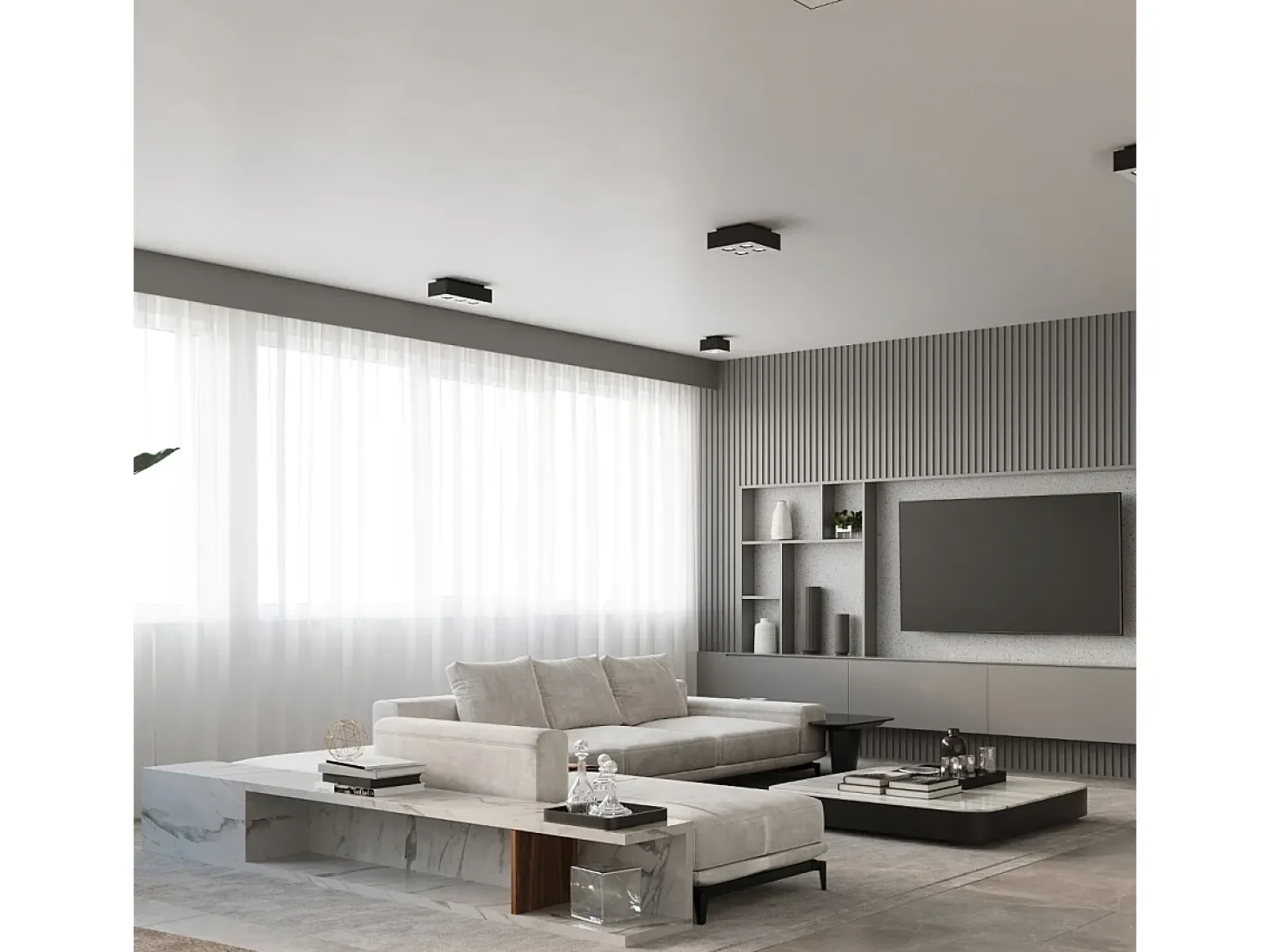 Sollux MONO - Lámpara de techo empotrada de 2 luces en blanco y negro, GU10