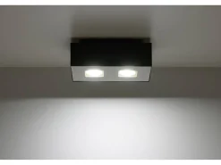 Sollux MONO - Lámpara de techo empotrada de 2 luces en blanco y negro, GU10