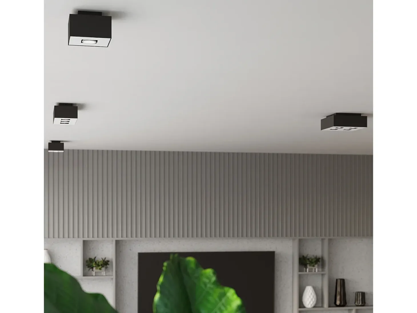 Sollux MONO - Lámpara de techo empotrada de 2 luces en blanco y negro, GU10