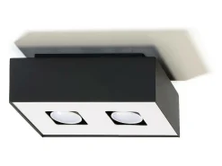 Sollux MONO - Lámpara de techo empotrada de 2 luces en blanco y negro, GU10