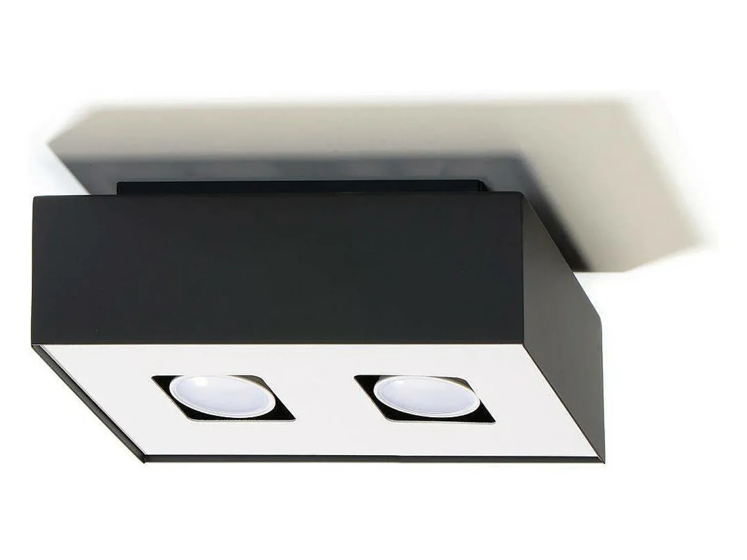 Sollux MONO - Lámpara de techo empotrada de 2 luces en blanco y negro, GU10