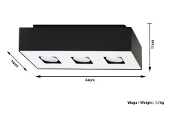 Sollux MONO - Lámpara de techo empotrada de 3 luces en blanco y negro, GU10