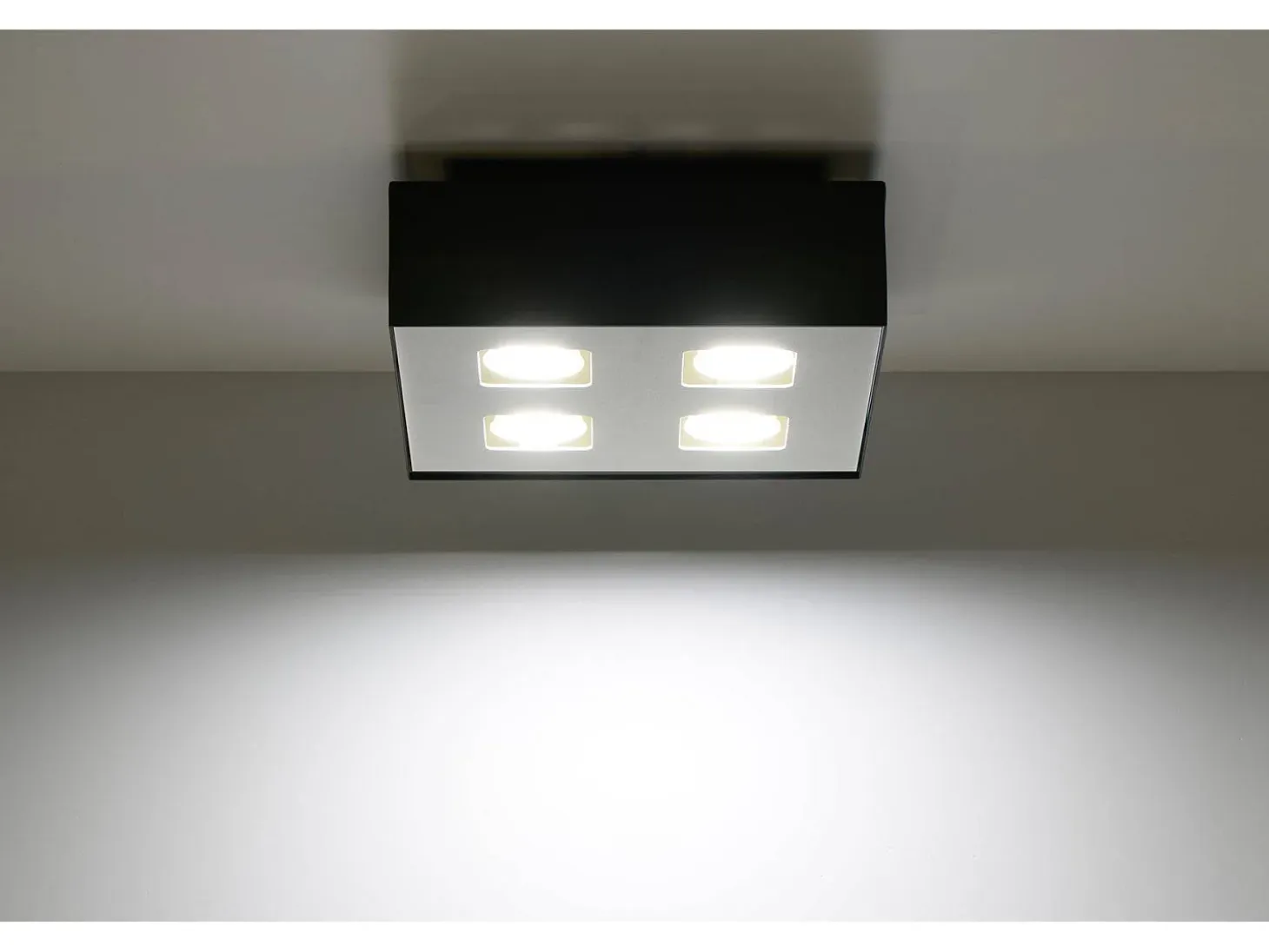 Sollux MONO - Lámpara de techo empotrada de 4 luces en blanco y negro, GU10