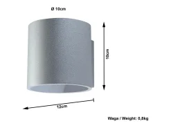 Sollux ORBIS - 1 Light Up Down Wall Gris claro, G9