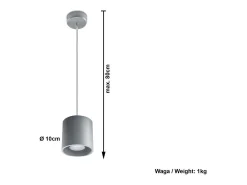 Sollux ORBIS - Lámpara colgante de techo redonda con 1 luz gris, GU10