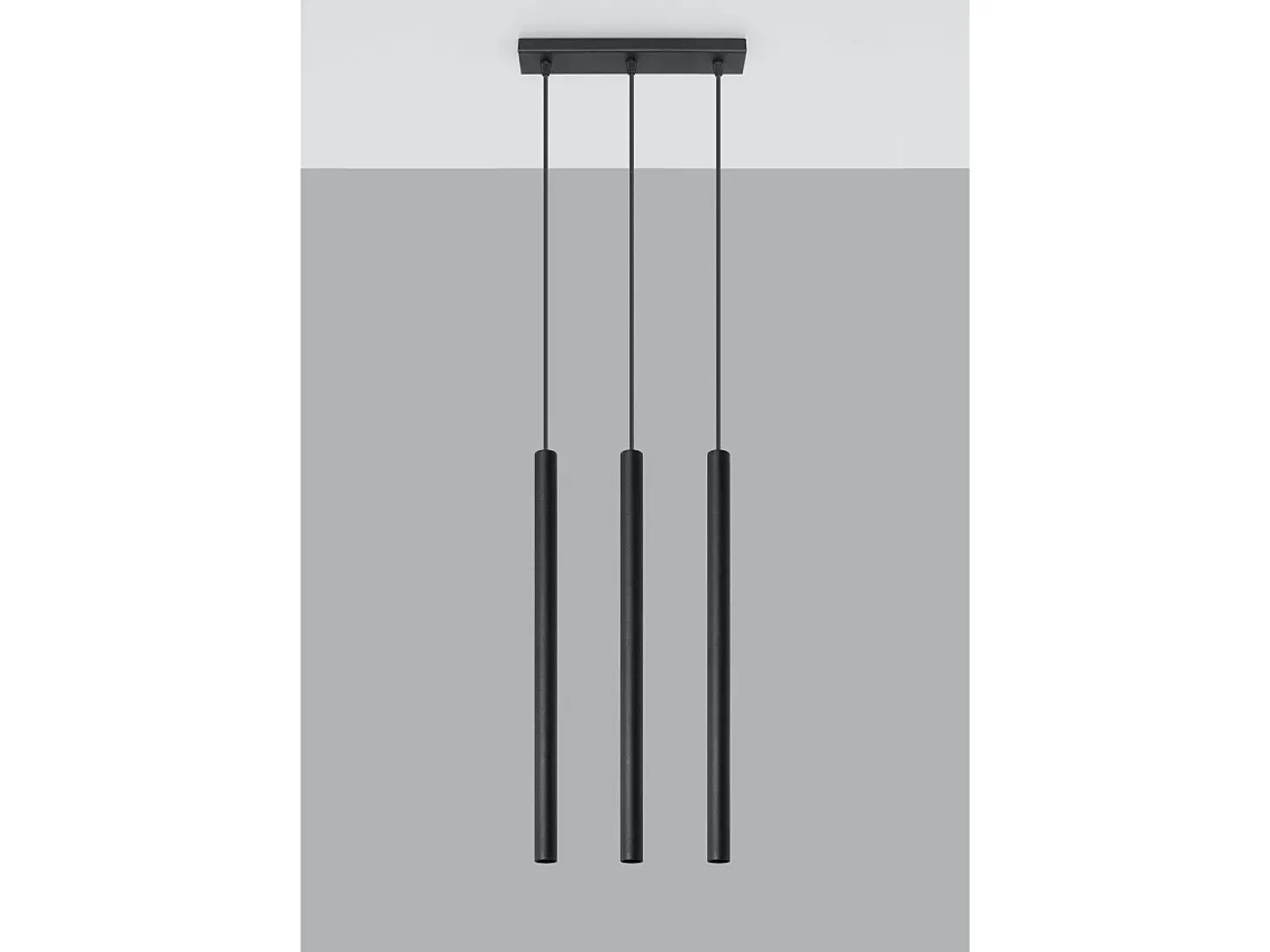 Sollux PASTELO - Lámpara colgante con barra fija de 3 luces, negro, G9