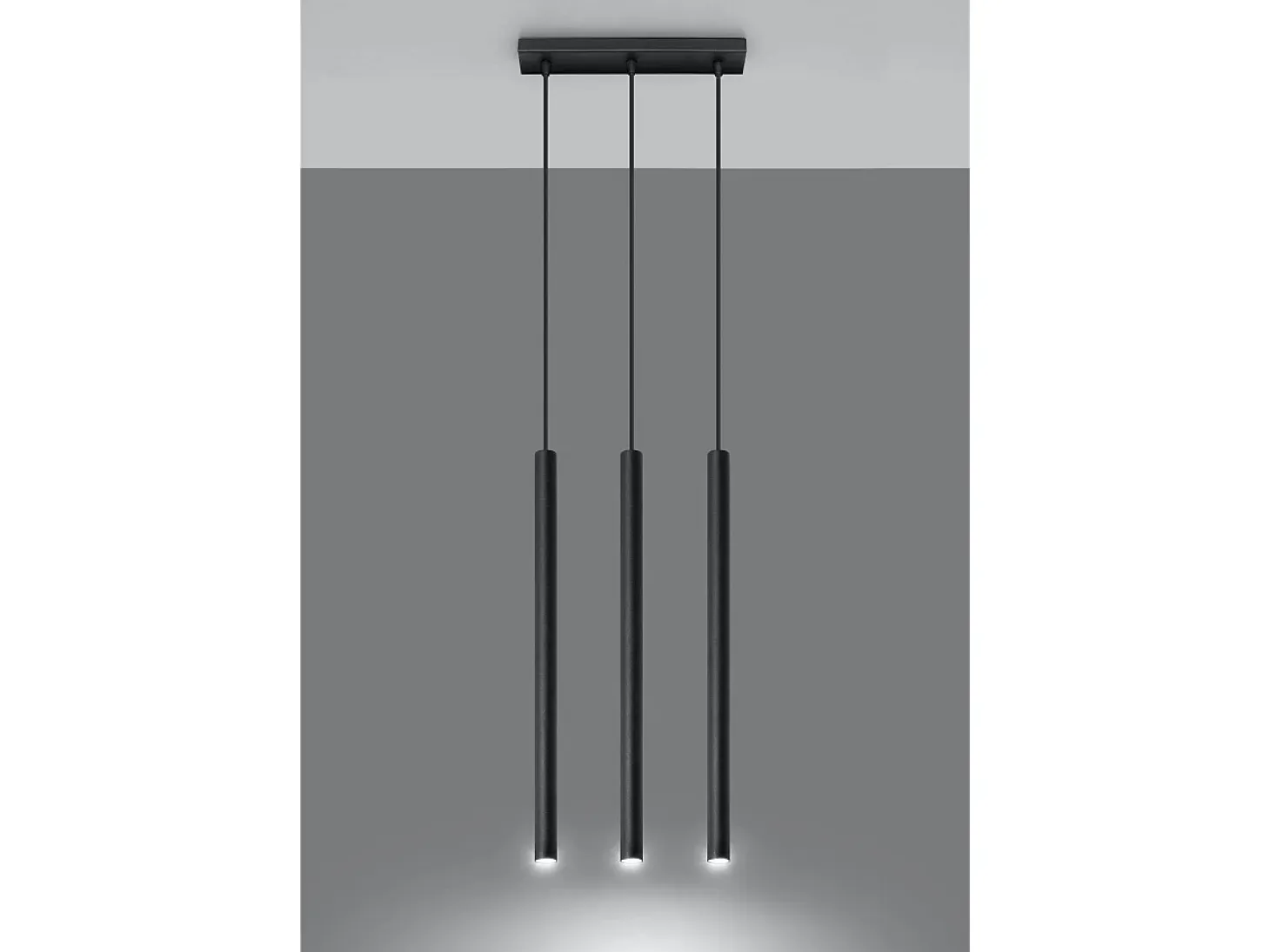 Sollux PASTELO - Lámpara colgante con barra fija de 3 luces, negro, G9