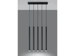 Sollux PASTELO - Lámpara colgante con barra fija de 5 luces, negro, G9