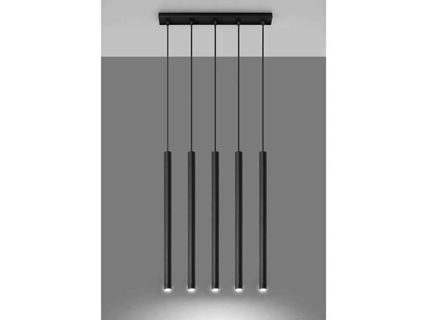Sollux PASTELO - Lámpara colgante con barra fija de 5 luces, negro, G9