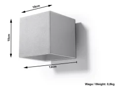 Sollux QUAD - 1 Light Up Down Wall Gris claro, G9