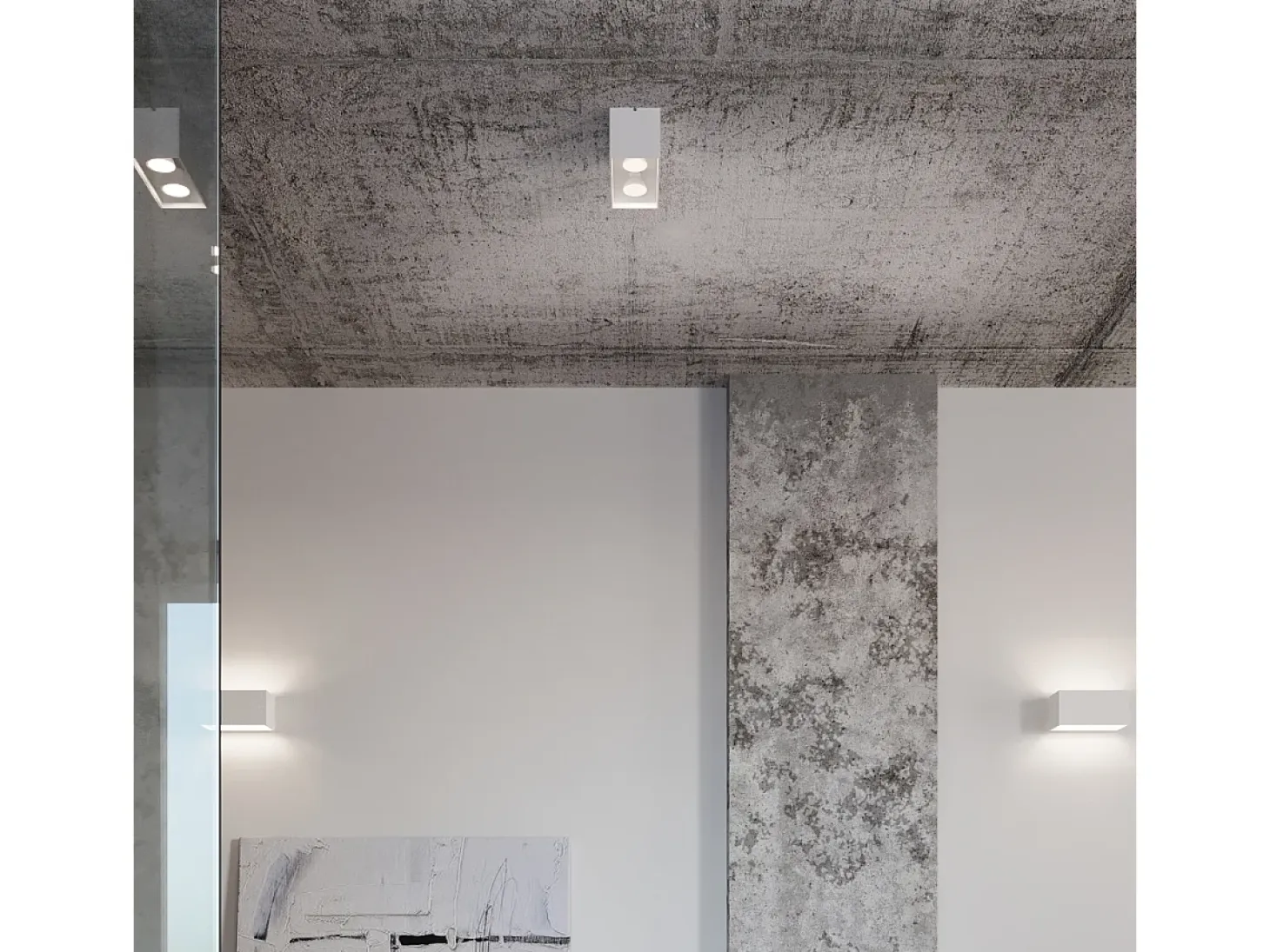 Sollux QUAD MAXI - Aplique de pared empotrable 2 Light Up Down Blanco