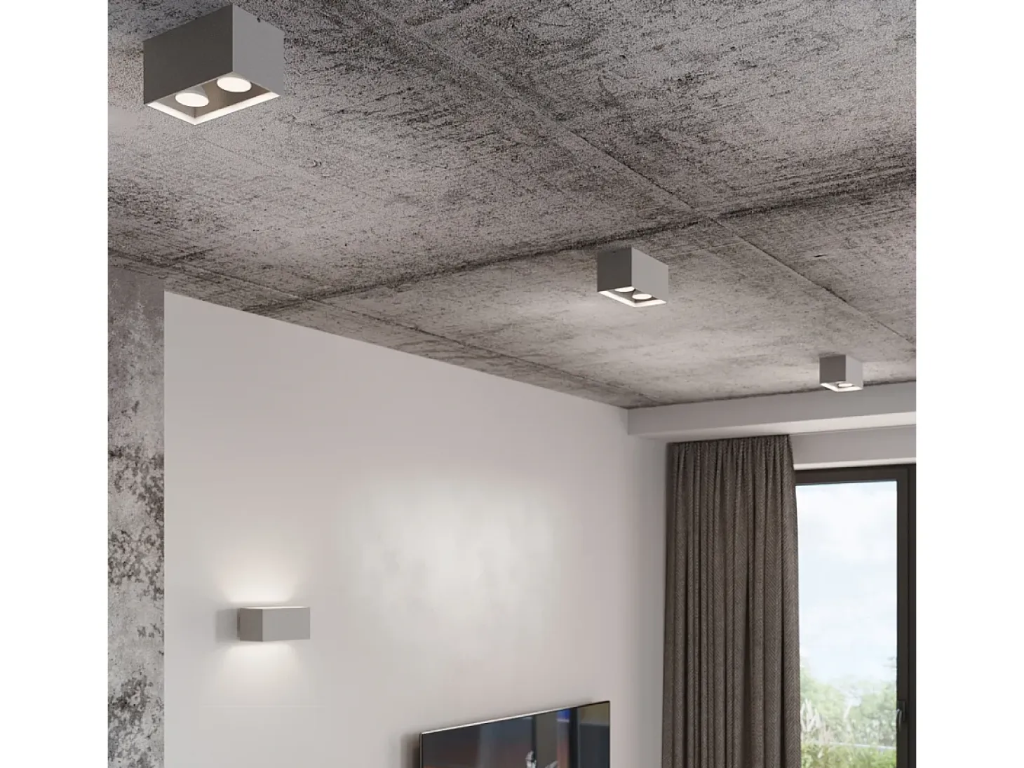 Sollux QUAD MAXI - Aplique de pared empotrado 2 Light Up Down Negro