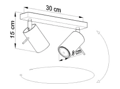 Sollux RING - Barra de 2 focos de luz gris, GU10