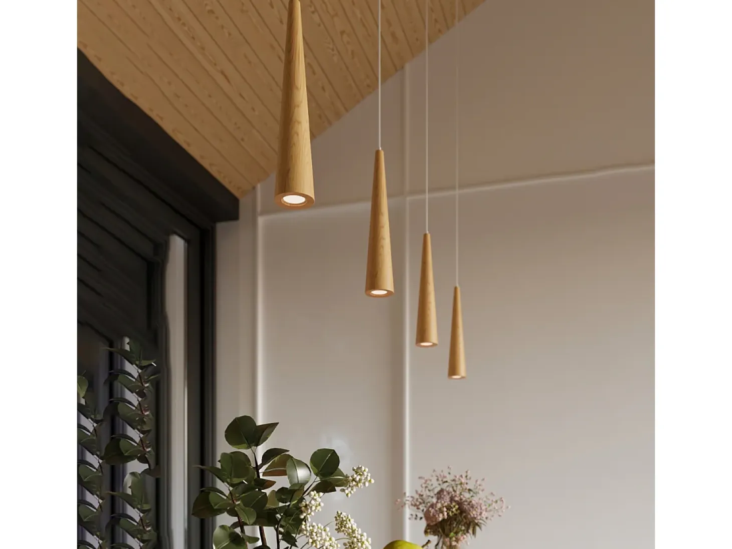 Sollux Sula Lámpara de Techo Suspendida Cluster Madera Natural