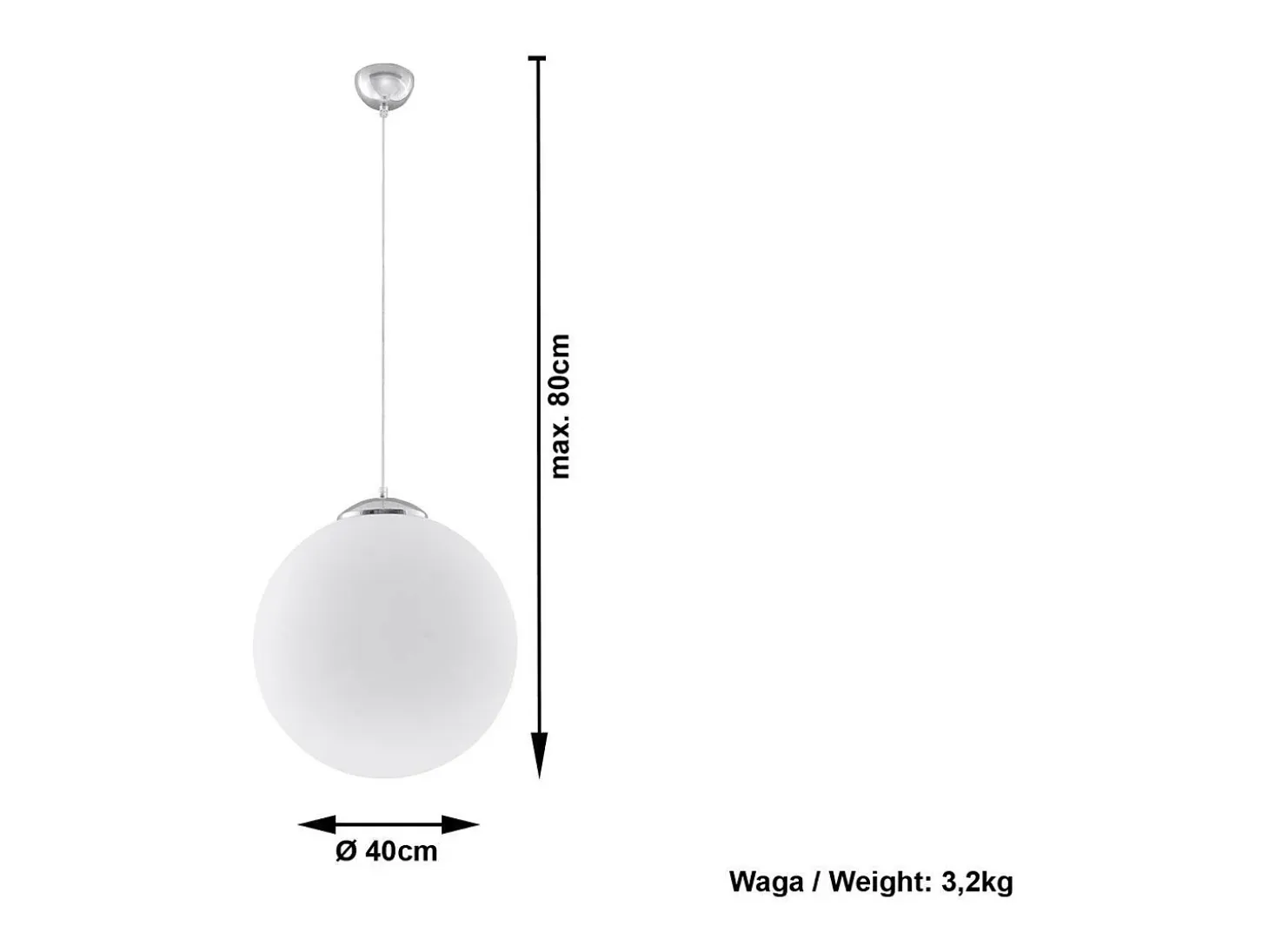 Sollux UGO - 1 Light Globe colgante blanco, cromo, E27