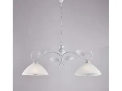 Son lámparas de araña de hierro lacado en blanco con dec. Difusores de plata antigua y cristal d. 30 alabastro blanco 2 luces L. 96 X 30