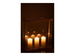 Soporte para velas de vidrio dorado 41.5*18*45 cm
