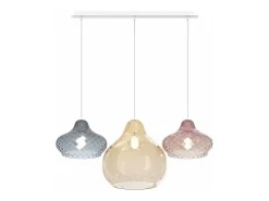 Sosp. Bianco 3 Luci Rettangolare Vetri (1 X Piccolo Za + 1 X Piccolo Ru + 1 X Grande Am)