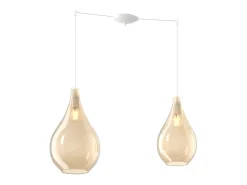 Sosp. Bianco 2 Luci Spostabile Vetri (1 Medio+1 Grande) Tutti Ambra
