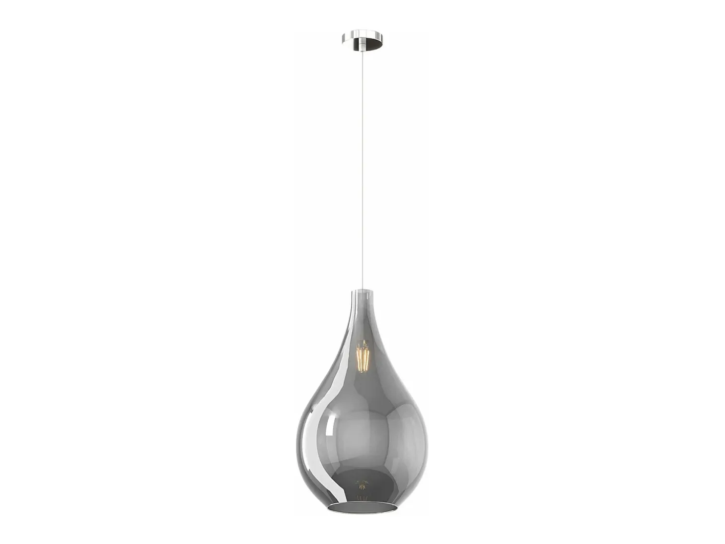 Sosp. Cromo 1 Luce Vetro Grande Fumé