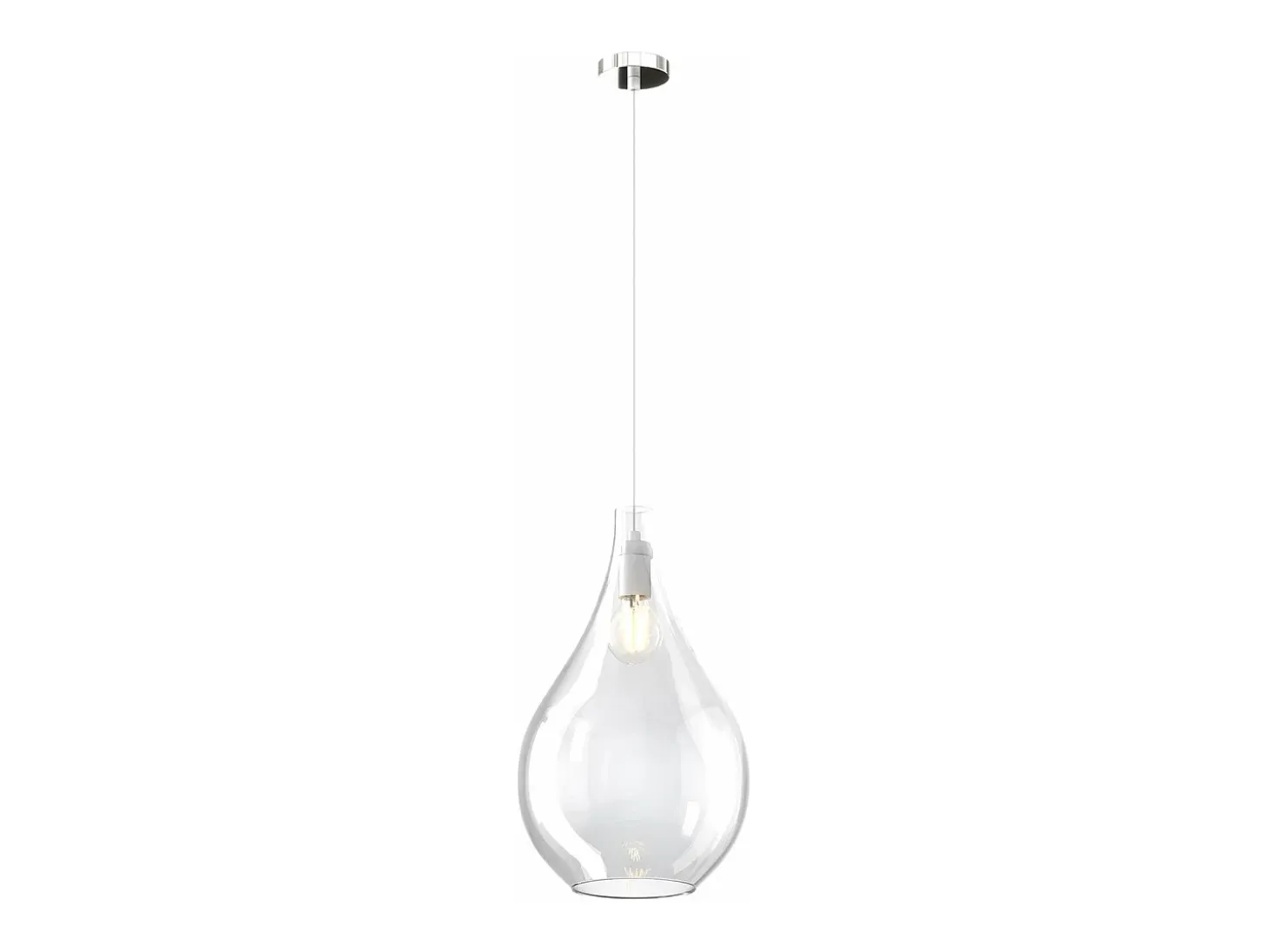 Sosp. Cromo 1 Luce Vetro Grande Trasparente