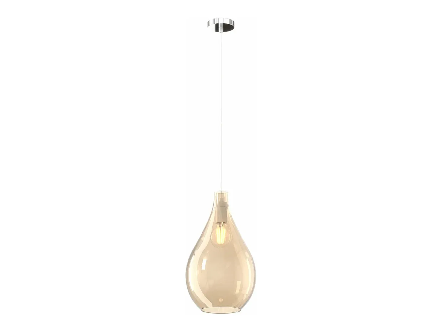 Sosp. Cromo 1 Luce Vetro Medio Ambra