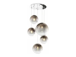 Sosp. Cromo 5 Luci Tondo Vetri (3 Piccoli+1 Medio+1 Grande) Tutti Bronzo