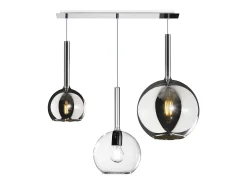 Sosp. Cromo Rettangolare 3 Luci Vetri (Grande Cr + Medio Tr + Piccolo Cr)
