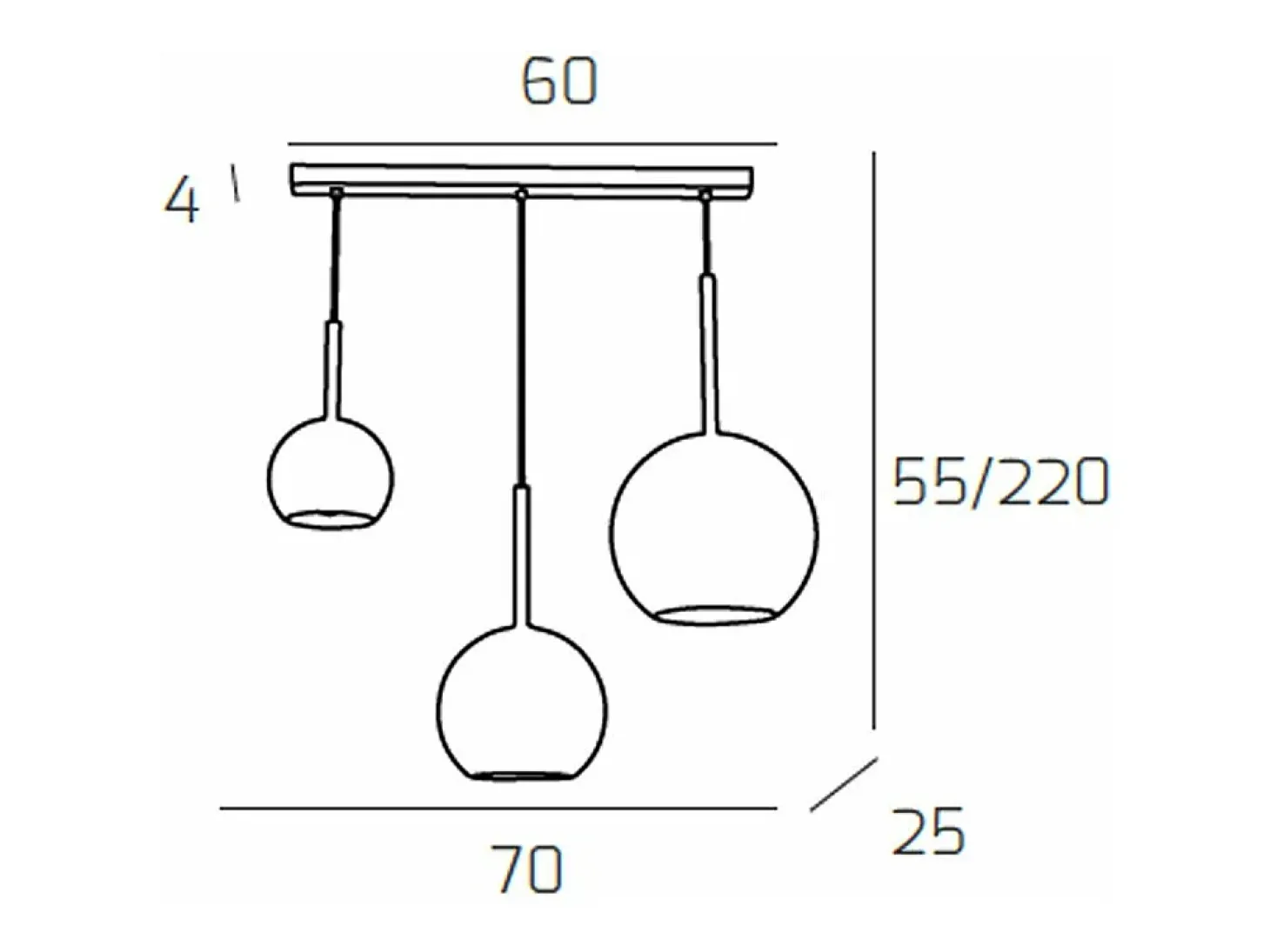 Sosp. Cromo Rettangolare 3 Luci Vetri (1 X Grande+ 1 X Medio+ 1 X Piccolo)Tutti Oro