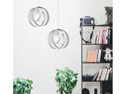 Sospensione 1 Luce Tobias Ferro Laccato Bianco E Grigio Taglio Laser