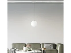 Sospensione Binario Metallo Bianco Vetro Led 24W 3000K