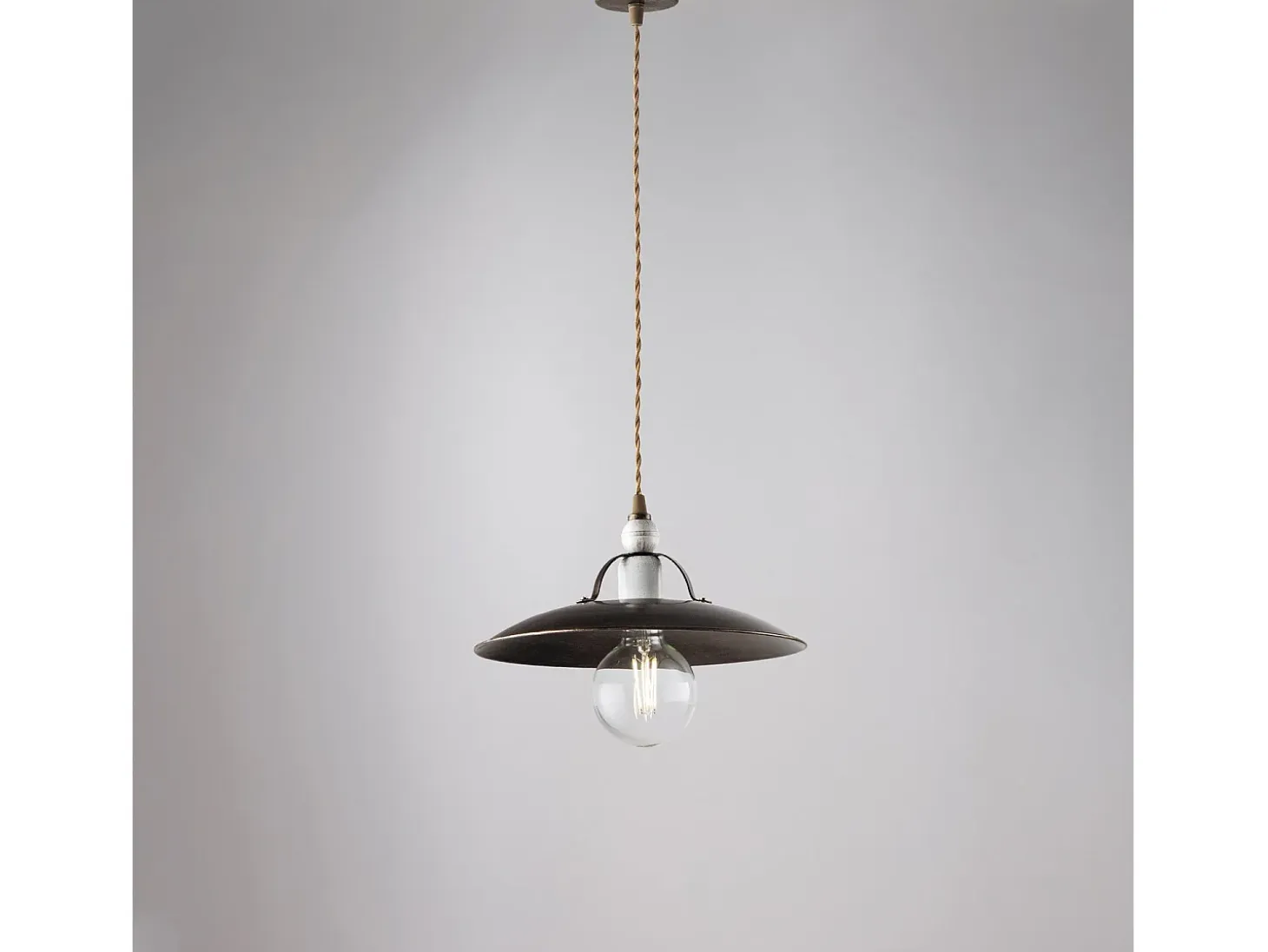 Sospensione Cantina Stile Industrial 1 Luce Ferro Marrone E Oro