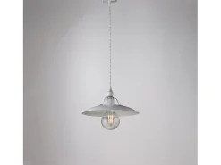 Sospensione Cantina Stile Industrial 1 Luce Ferro Bianco E Argento