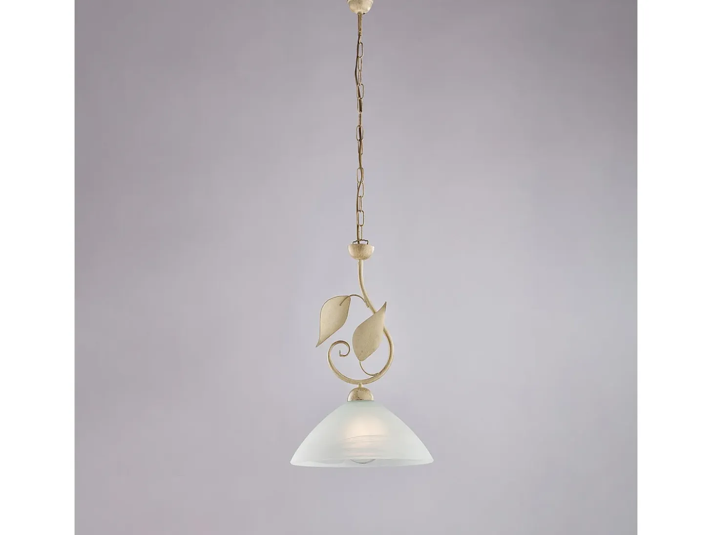 Sospensione Classica Esse 1 Luce Ferro Battuto E Vetro Avorio E Oro