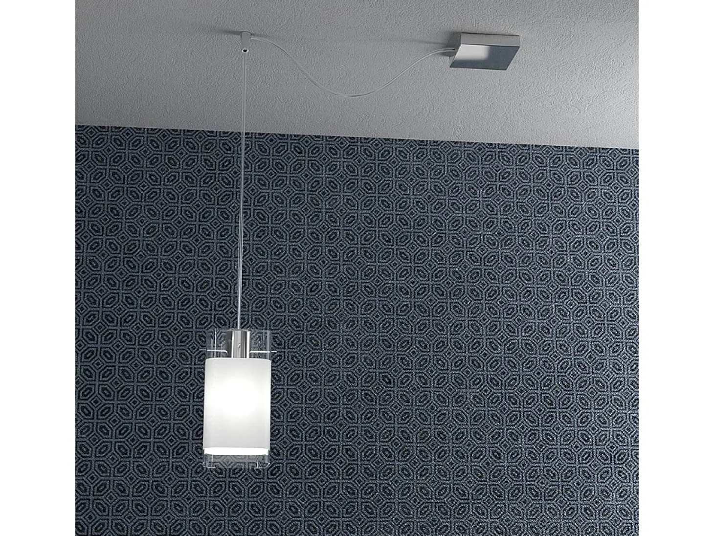 Sospensione Contemp Decentratori Wild Metallo Cromo Vetro Satinato 1 Luce E27