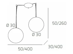 Sospensione Contemp Glitter Metallo Cromo Vetro Soffiato Trasp 2 Luci E27 30Cm