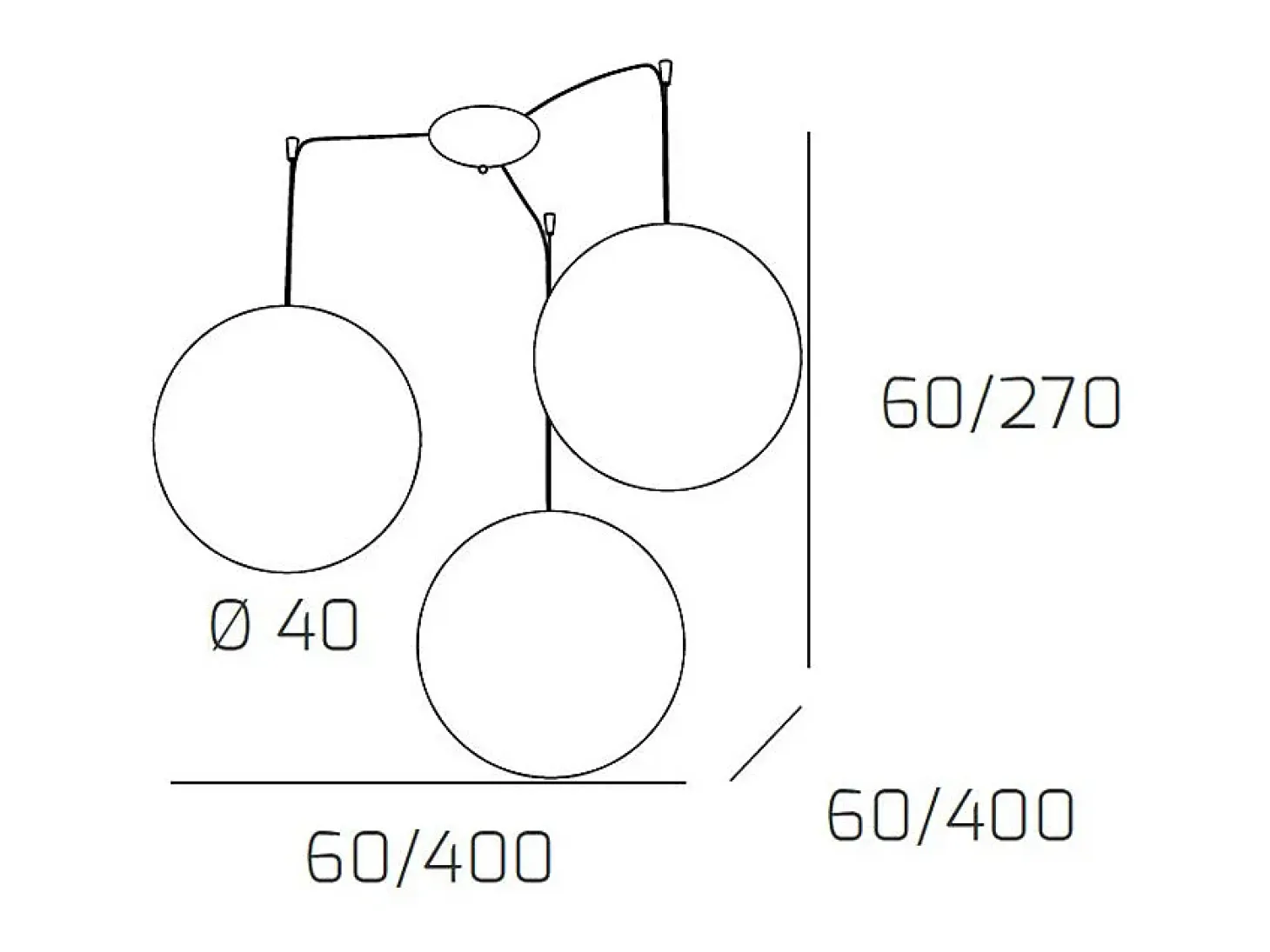 Sospensione Contemp Glitter Metallo Cromo Vetro Soffiato Trasp 3 Luci E27 40Cm