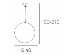 Sospensione Contemporanea Moon Metallo Cromo Vetro Rosso 1 Luce E27 D.40Cm