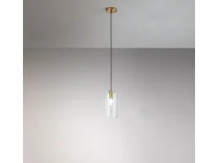 Sospensione Contemporanea Coro Metallo Oro Vetro Trasparente 1 Luce E14