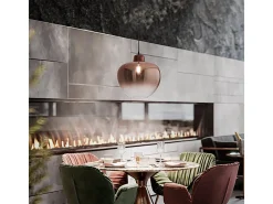 Sospensione Contemporanea Bowl Metallo Nero Vetro Rame 1 Luce E27